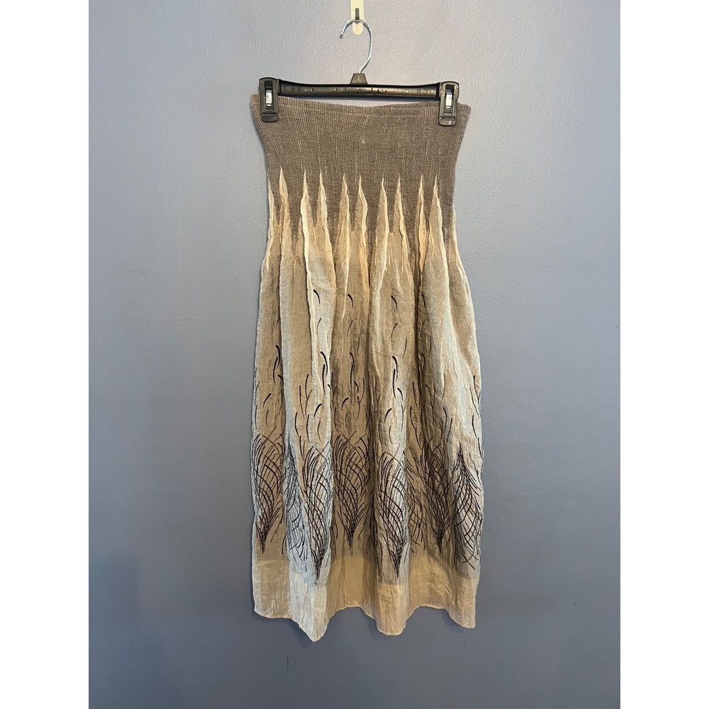 Lapis Woman's Convertible Dress Top Or Skirt‎ Taupe Size ONE SIZE Boho Smocked